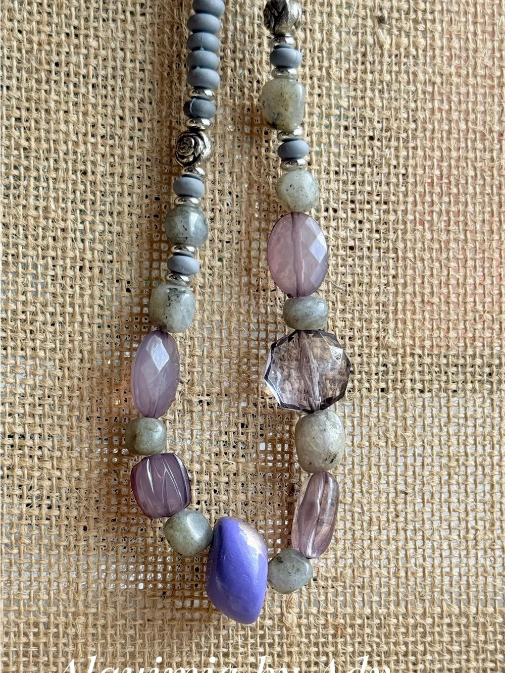 OVERSIZED  + labradorite choker short statement necklace